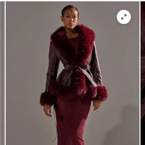 AKIRA KENZY FUR TRIM MOTO IN BURGUNDY Size SS